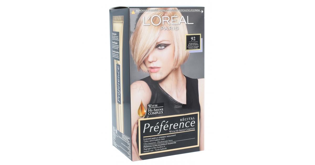 Loréal Paris Préférence Récital Farba Do Włosów Dla Kobiet 60 Ml Odcień 92 Uszkodzone Pudełko 1095