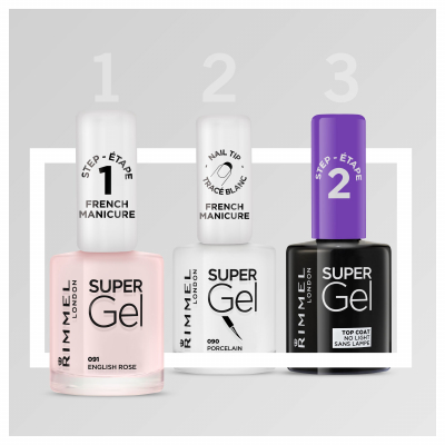 Rimmel London Super Gel French Manicure STEP1 Lakier do paznokci dla kobiet 12 ml Odcień 091 English Rose