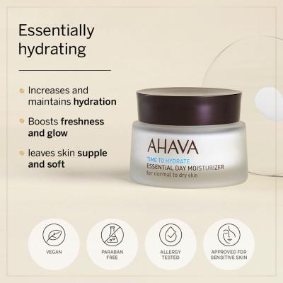 AHAVA Time To Hydrate Essential Day Moisturizer Normal To Dry Skin Krem do twarzy na dzień dla kobiet 50 ml