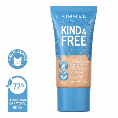 Rimmel London Kind &amp; Free Skin Tint Foundation Podkład dla kobiet 30 ml Odcień 10 Rose Ivory