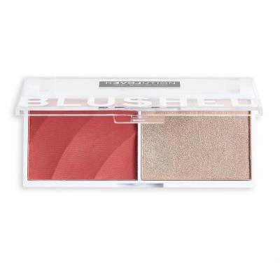 Revolution Relove Colour Play Blushed Duo Blush &amp; Highlighter Paletka do konturowania dla kobiet 5,8 g Odcień Cute