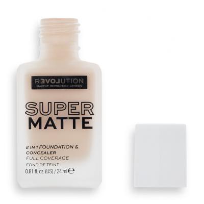 Revolution Relove Super Matte 2 in 1 Foundation &amp; Concealer Podkład dla kobiet 24 ml Odcień F4