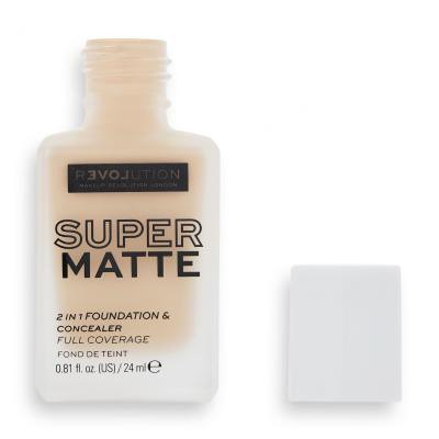 Revolution Relove Super Matte 2 in 1 Foundation &amp; Concealer Podkład dla kobiet 24 ml Odcień F6