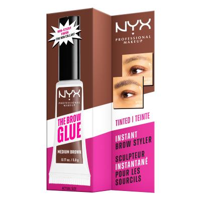 NYX Professional Makeup The Brow Glue Instant Brow Styler Żel i pomada do brwi dla kobiet 5 g Odcień 03 Medium Brown