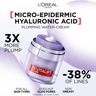 L&#039;Oréal Paris Revitalift Filler HA Plumping Water-Cream Krem do twarzy na dzień dla kobiet 50 ml