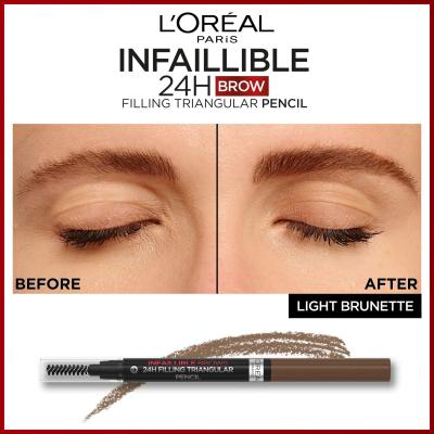 L&#039;Oréal Paris Infaillible Brows 24H Filling Triangular Pencil Kredka do brwi dla kobiet 1 ml Odcień 05 Brunette