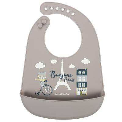 Canpol babies Bonjour Paris Silicone Bib With Pocket Śliniak dla dzieci 1 szt