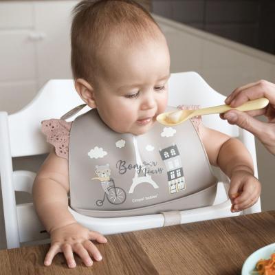 Canpol babies Bonjour Paris Silicone Bib With Pocket Śliniak dla dzieci 1 szt