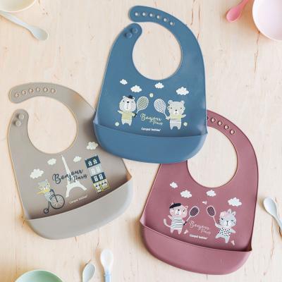 Canpol babies Bonjour Paris Silicone Bib With Pocket Śliniak dla dzieci 1 szt