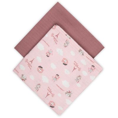 Canpol babies Bonjour Paris Muslin Squares Diapers Pink Pieluszka wielorazowa dla dzieci 2 szt