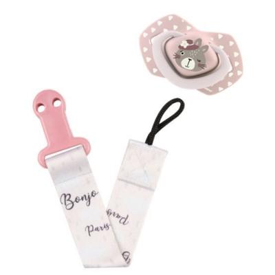 Canpol babies Bonjour Paris Soother Clip With Ribbon Łańcuszek do smoczka dla dzieci 1 szt