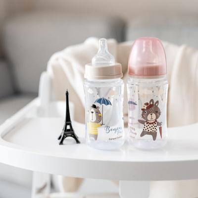 Canpol babies Bonjour Paris Easy Start Anti-Colic Bottle Pink 3m+ Butelki dla niemowląt dla dzieci 240 ml