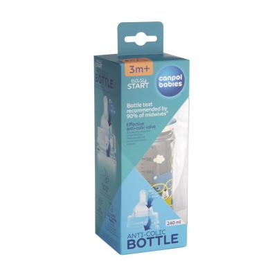 Canpol babies Bonjour Paris Easy Start Anti-Colic Bottle Blue 3m+ Butelki dla niemowląt dla dzieci 240 ml