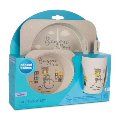 Canpol babies Bonjour Paris Tableware Set Beige Naczynia dla dzieci Zestaw