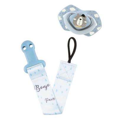 Canpol babies Bonjour Paris Soother Clip With Ribbon Blue Łańcuszek do smoczka dla dzieci 1 szt