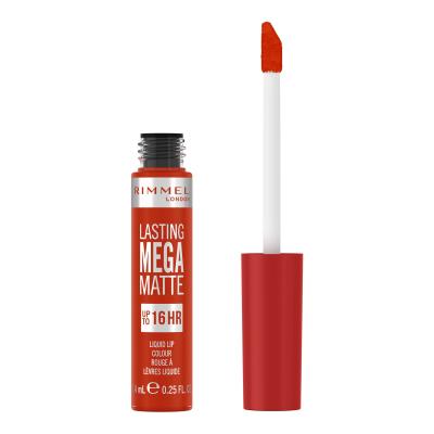 Rimmel London Lasting Mega Matte Liquid Lip Colour Pomadka dla kobiet 7,4 ml Odcień Scarlet Flames