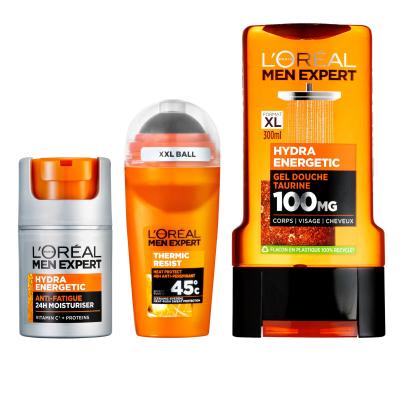 L&#039;Oréal Paris Men Expert Hydra Energetic Zestaw Krem nawilżający Men Expert Hydra Energetic Daily Moisturizer 50 ml + żel pod prysznic Men Expert Hydra Energetic 300 ml + antyperspirant Men Expert Thermic Resist Antiperspirant 50 ml