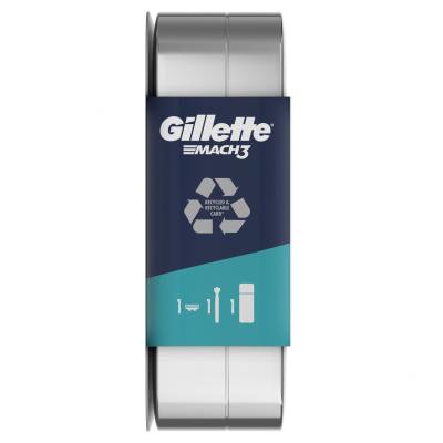 Gillette Mach3 Zestaw maszynka do golenia 1 sztuka + żel do golenia Soothing With Aloe Vera Sensitive 75 ml + metalowe pudełko