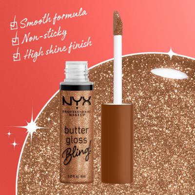 NYX Professional Makeup Butter Gloss Bling Błyszczyk do ust dla kobiet 8 ml Odcień 04 Pay Me In Gold