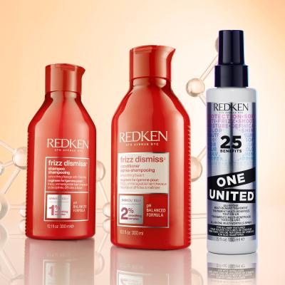 Redken Frizz Dismiss Dream Big Zestaw szampon Frizz Dismiss 300 ml + odżywka Frizz Dismiss 300 ml + kuracja do włosów One United All-In-One Multi-Benefit Treatment 150 ml