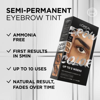 L&#039;Oréal Paris Brow Color Semi-Permanent Eyebrow Tint Farba do brwi dla kobiet 1 szt Odcień 1.0 Black