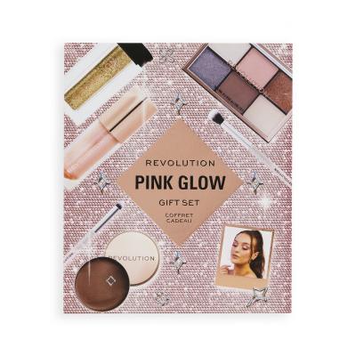 Makeup Revolution London Pink Glow Gift Set Zestaw paletka cieni Mini Reloaded Palette 4,2 g + błyszczyk Shimmer Bomb 4,5 ml Glimmer Nude + brokat Viva Loose Body Glitter 3 g Partaay Gold + wielofunkcyjny balsam do policzków, oczu i ust Balm Glow 8,2 g Natural Nude + pędzel kosmetyczny 2 szt.