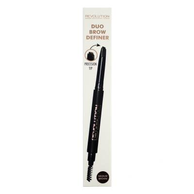 Makeup Revolution London Duo Brow Definer Kredka do brwi dla kobiet 0,15 g Odcień Medium Brown