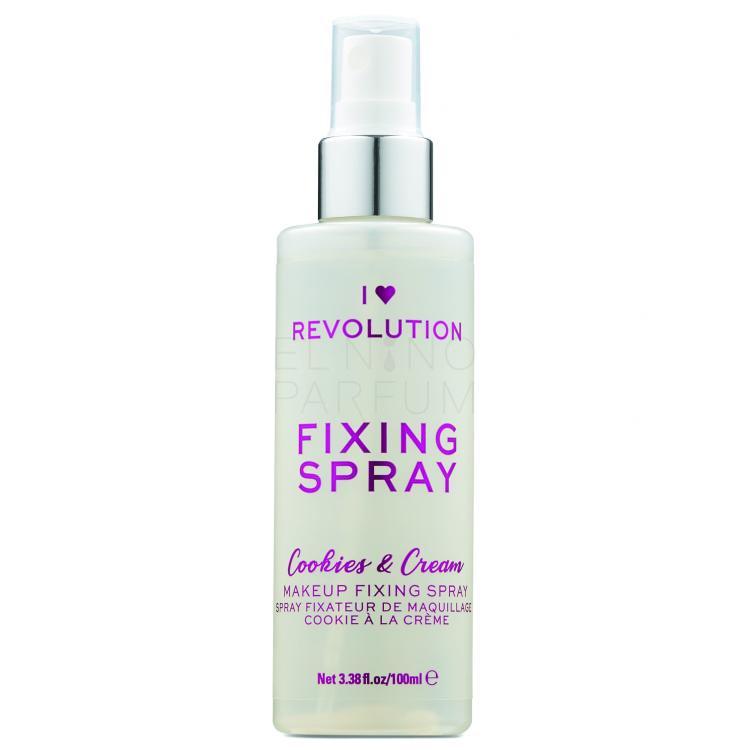 Makeup Revolution London I Heart Revolution Fixing Spray Cookies &amp; Cream Utrwalacz makijażu dla kobiet 100 ml