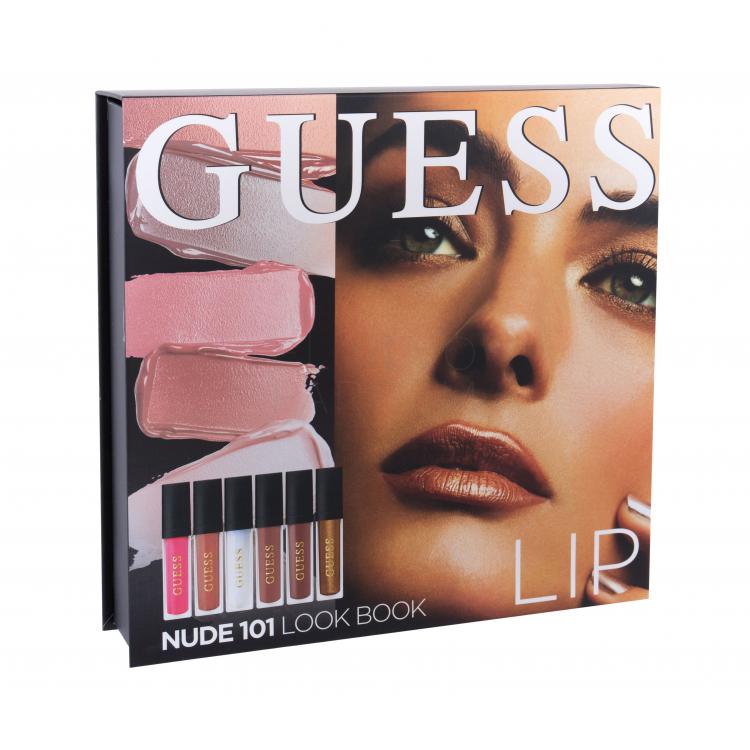 GUESS Look Book Lip Zestaw Pomadka 3 x 4 ml + Błyszczyk do ust 3 x 4 ml + Lusterko