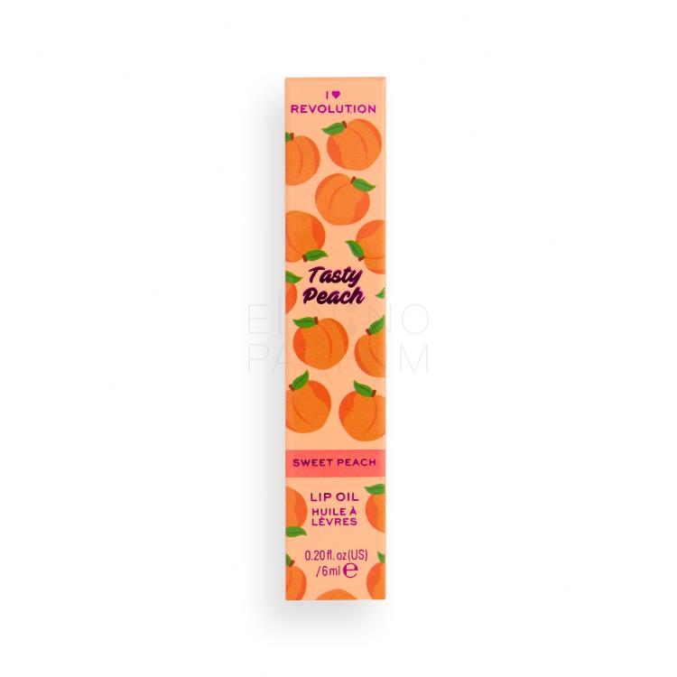 I Heart Revolution Tasty Peach Lip Oil Olejek do ust dla kobiet 6 ml Odcień Sweet Peach