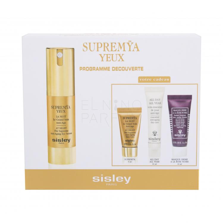 Sisley Supremya Eyes Discovery Program Zestaw Serum pod oczy Eyes At Night 15 ml + Krem na noc Supremya At Night 5 ml + Krem na dzień All Day All Year 10 ml + Maseczka do twarzy  Black Rose Cream Mask 10 ml