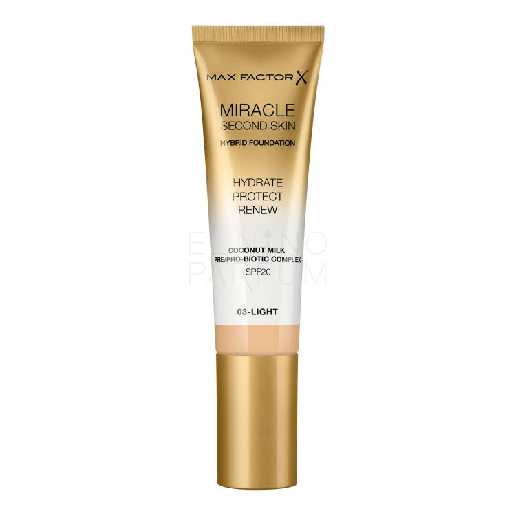 Max Factor Miracle Second Skin SPF20 Podkład dla kobiet 30 ml Odcień 03 Light