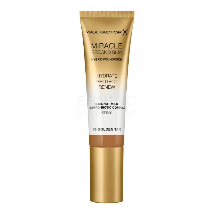 Max Factor Miracle Second Skin SPF20 Podkład dla kobiet 30 ml Odcień 10 Golden Tan