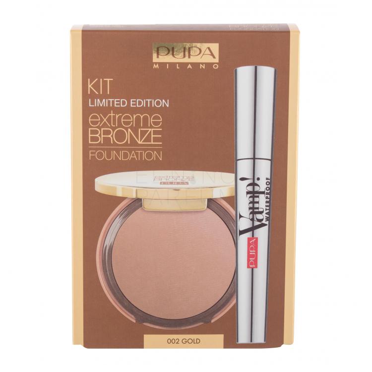 Pupa Extreme Bronze Waterproof SPF15 Zestaw Podkład w kompakcie Extreme Bronze Foundation Waterproof SPF15 8,5 g + Tusz do rzęs Vamp! Mascara Waterproof 9 ml 001