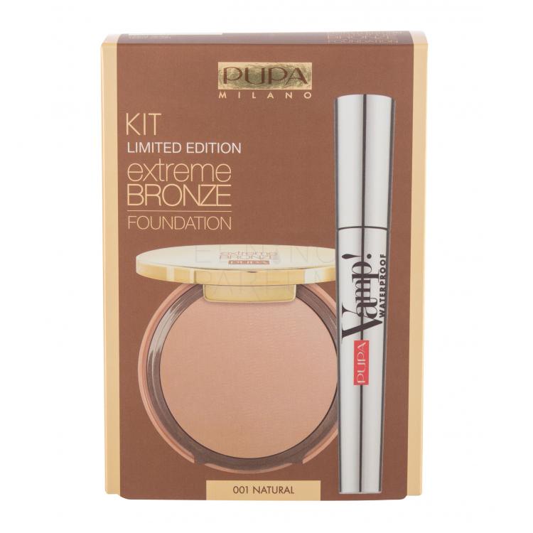 Pupa Extreme Bronze Waterproof SPF15 Zestaw Podkład w kompakcie Extreme Bronze Foundation Waterproof SPF15 8,5 g + Tusz do rzęs Vamp! Mascara Waterproof 9 ml 001