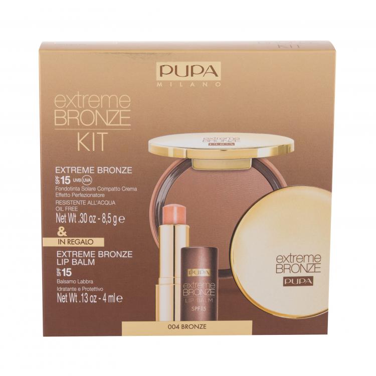 Pupa Extreme Bronze Waterproof SPF15 Zestaw Podkład w kompakcie Extreme Bronze Foundation Waterproof SPF15 8,5 g + Balsam do ust Extreme Bronze Lip Balm SPF15 4 ml