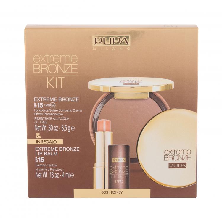 Pupa Extreme Bronze Waterproof SPF15 Zestaw Podkład w kompakcie  Extreme Bronze Foundation Waterproof SPF15 8,5 g + Balsam do ust Extreme Bronze Lip Balm SPF15 4 ml