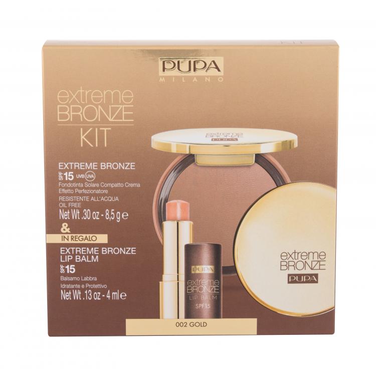 Pupa Extreme Bronze Waterproof SPF15 Zestaw Podkład w kompakcie  Extreme Bronze Foundation Waterproof SPF15 8,5 g + Balsam do ust Extreme Bronze Lip Balm SPF15 4 ml