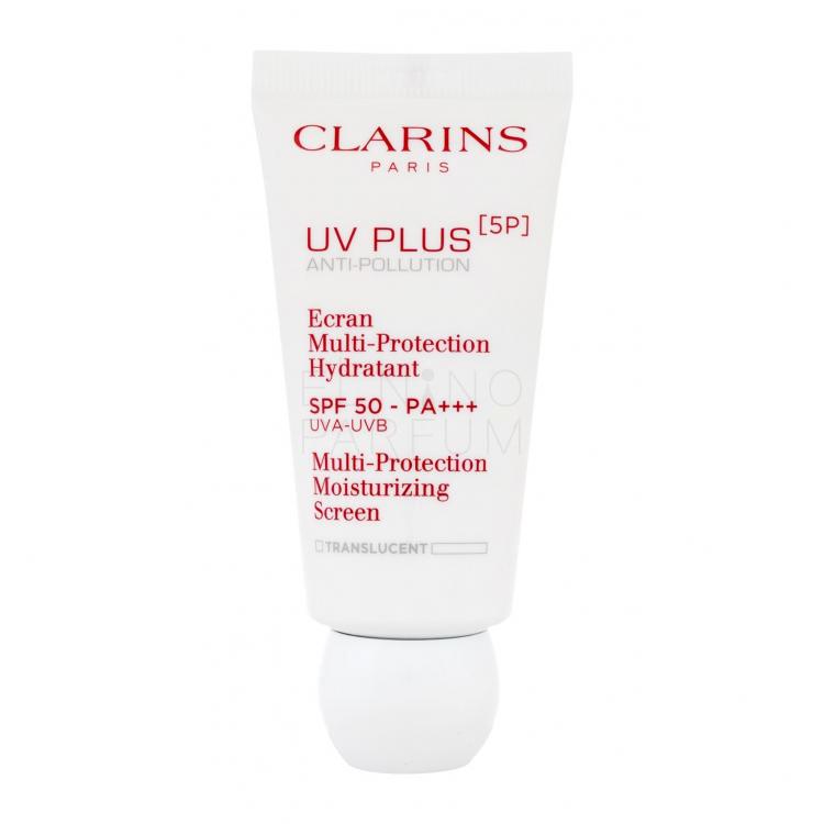 Clarins UV Plus 5P Multi-Protection Moisturizing Screen SPF50 Preparat do opalania twarzy dla kobiet 30 ml Odcień Translucent tester