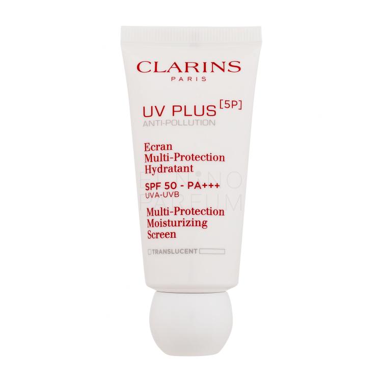 Clarins UV Plus 5P Multi-Protection Moisturizing Screen SPF50 Krem do twarzy na dzień dla kobiet 30 ml Odcień Translucent tester