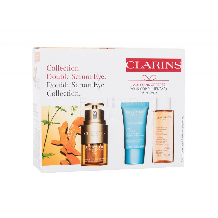 Clarins Double Serum Eye Collection Zestaw Serum pod oczy 20 ml + krem do twarzy na dzień 15 ml + woda micelarna 50 ml