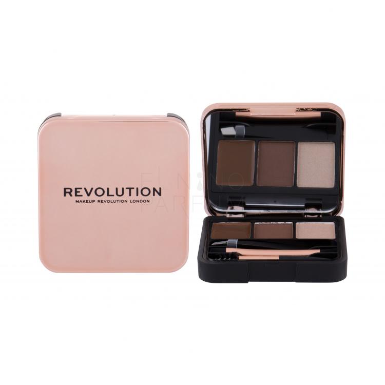 Makeup Revolution London Brow Sculpt Kit Zestawy i palety do brwi dla kobiet 2,2 g Odcień Medium Brown Uszkodzone pudełko