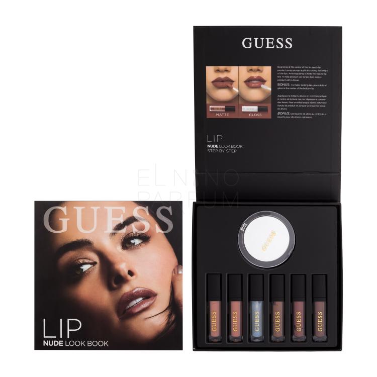 GUESS Look Book Lip Zestaw Pomadka 3 x 4 ml + błyszczyk do ust 3 x 4 ml + lusterko