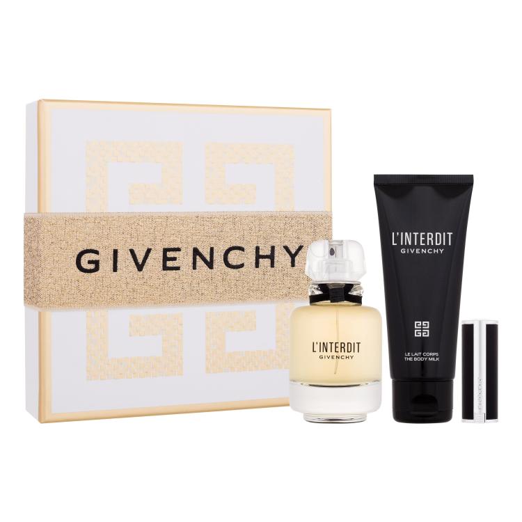 Givenchy L&#039;Interdit Zestaw Edp 50 ml + mleczko do ciała 75 ml + szminka Le Rouge Interdit Intense Silk 1,5 g 333