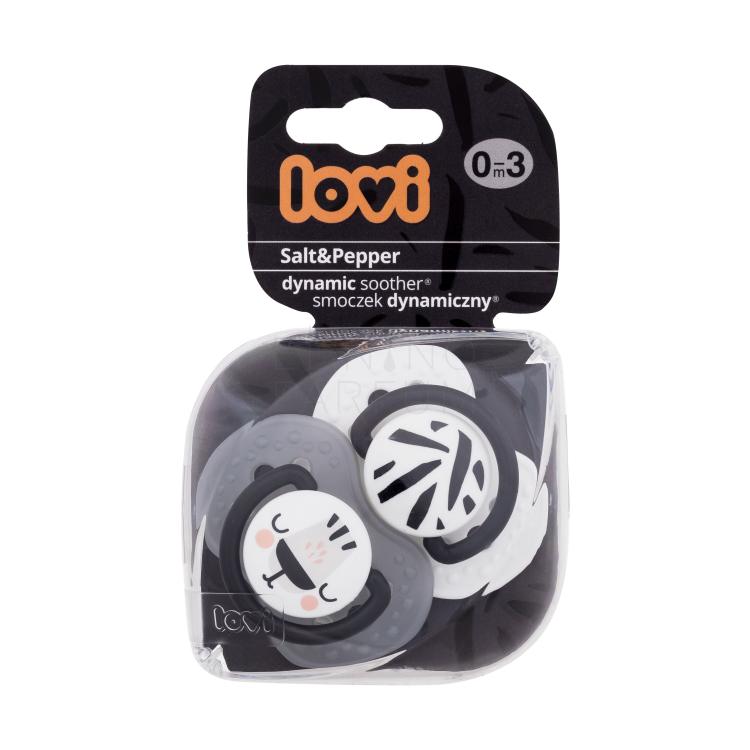 LOVI Salt&amp;Pepper Dynamic Soother 0-3m Smoczek dla dzieci 2 szt