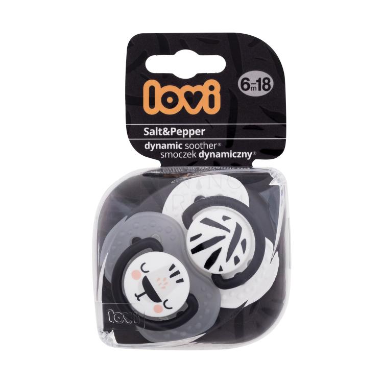 LOVI Salt&amp;Pepper Dynamic Soother 6-18m Smoczek dla dzieci 2 szt