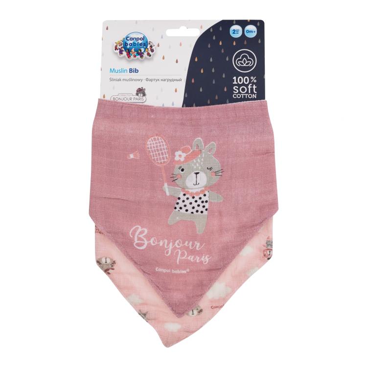 Canpol babies Bonjour Paris Muslin Bib Pink Śliniak dla dzieci 2 szt