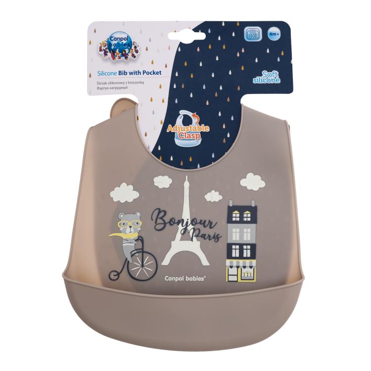 Canpol babies Bonjour Paris Silicone Bib With Pocket Śliniak dla dzieci 1 szt