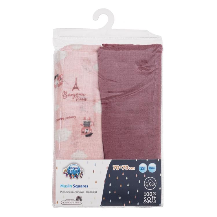 Canpol babies Bonjour Paris Muslin Squares Diapers Pink Pieluszka wielorazowa dla dzieci 2 szt