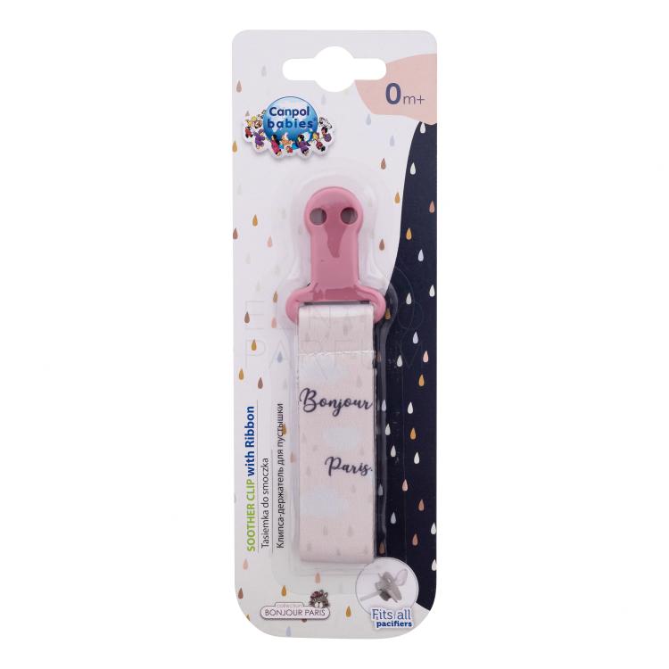 Canpol babies Bonjour Paris Soother Clip With Ribbon Łańcuszek do smoczka dla dzieci 1 szt